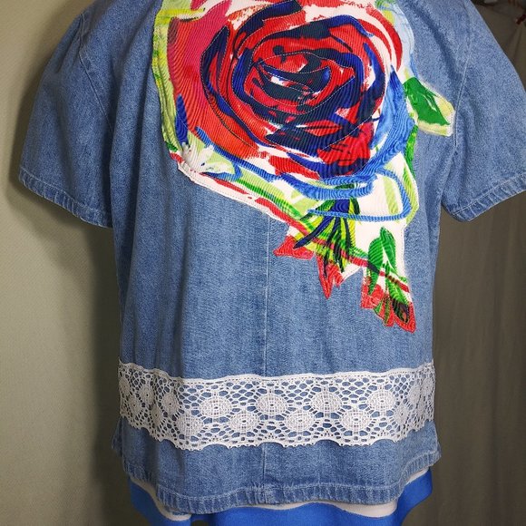 235 Size 14 jeaniemade Short Sleeve Jean Top - Picture 3 of 3